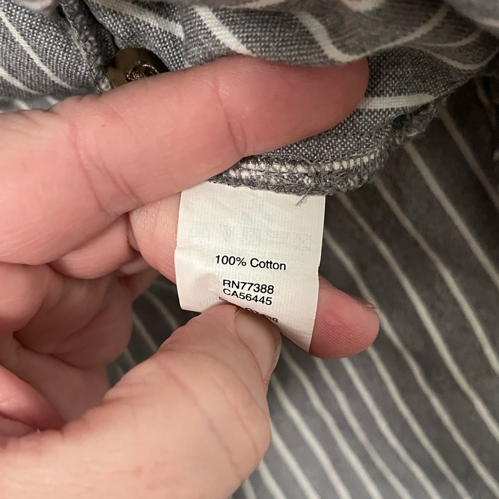 Madewell Flannel Westward Top Sz S Gray White Striped Cotton Womens Style G7438 - Picture 3 of 4